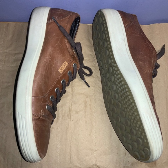 Ecco Soft 7 brown Leather sneakers Sz 9 - Picture 2 of 7